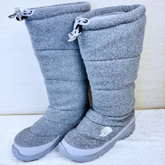 The North Face Heat Seeker Tall Fleece Insulated Winter Snow Boots Gray Sz 7 - Picture 1 of 10